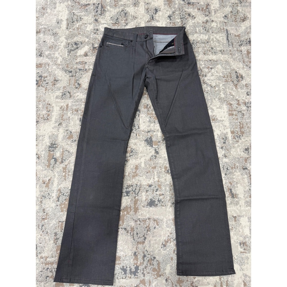 Mavi Zach Straight Leg Pants Dark Grey‎ Charcoal White Edge 30/34 Selvedge